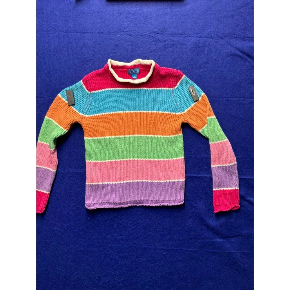 Kidcore‎ Girls The Childrens Place Striped Mock Neck Sweater L 10/12 Multicolor